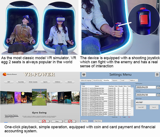 アミューズメントパーク Vr 9D モーションシミュレーター インタラクティブなゲーム 9D VR バーチャルリアリティ エッグ Vr 映画椅子 4